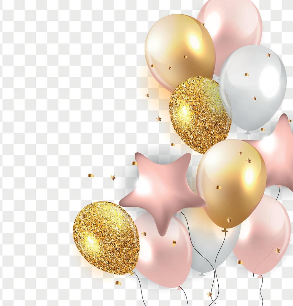 Glossy Happy Birthday Balloons Background Vector Illustration