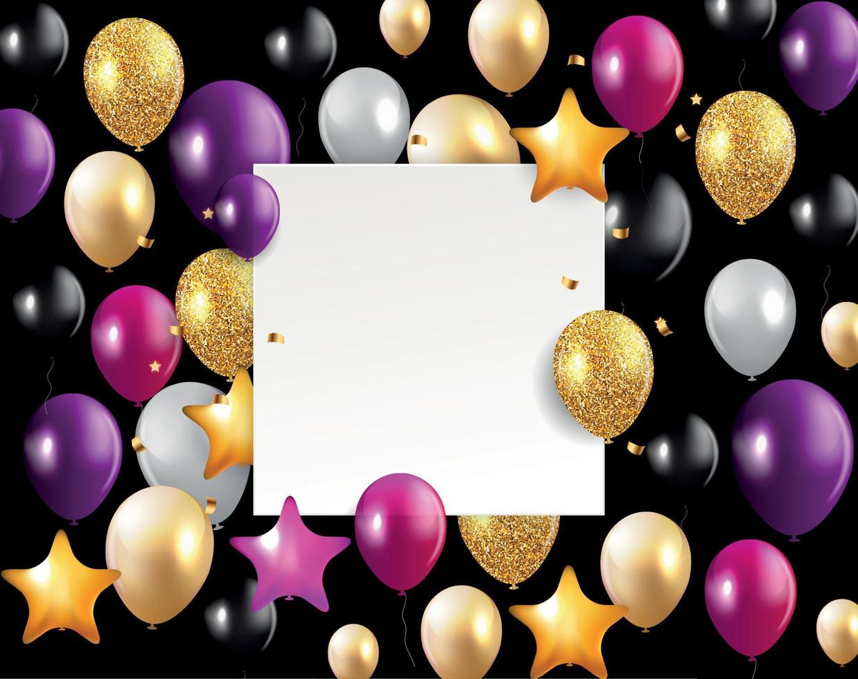 Glossy Happy Birthday Balloons Background Vector Illustration