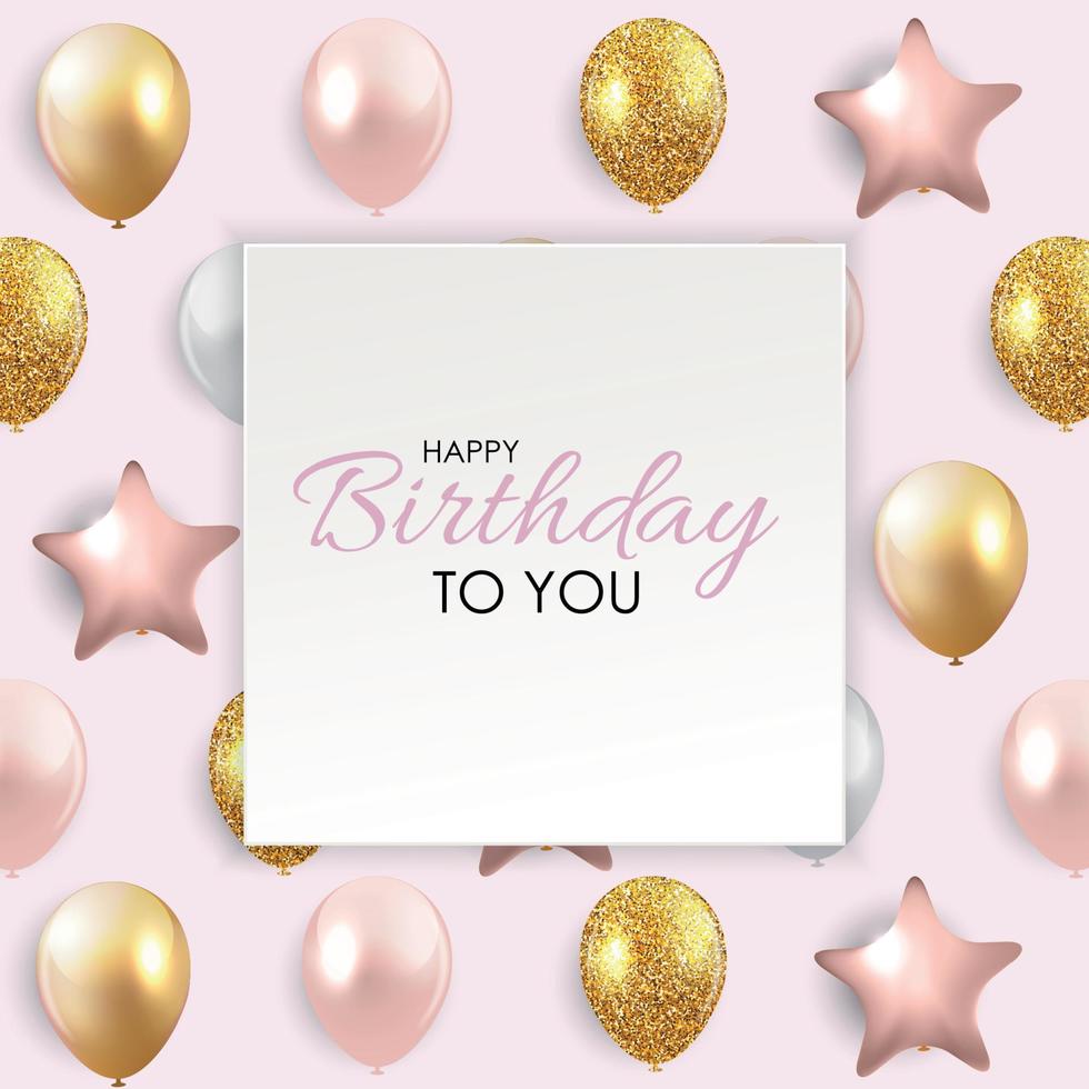Glossy Happy Birthday Balloons Background Vector Illustration