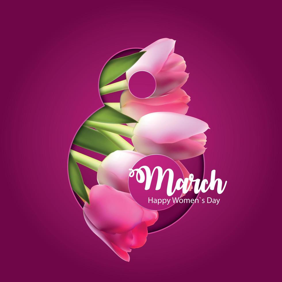 Poster International Happy Women's Day 8 March Floral Greeting card Vector Illustration