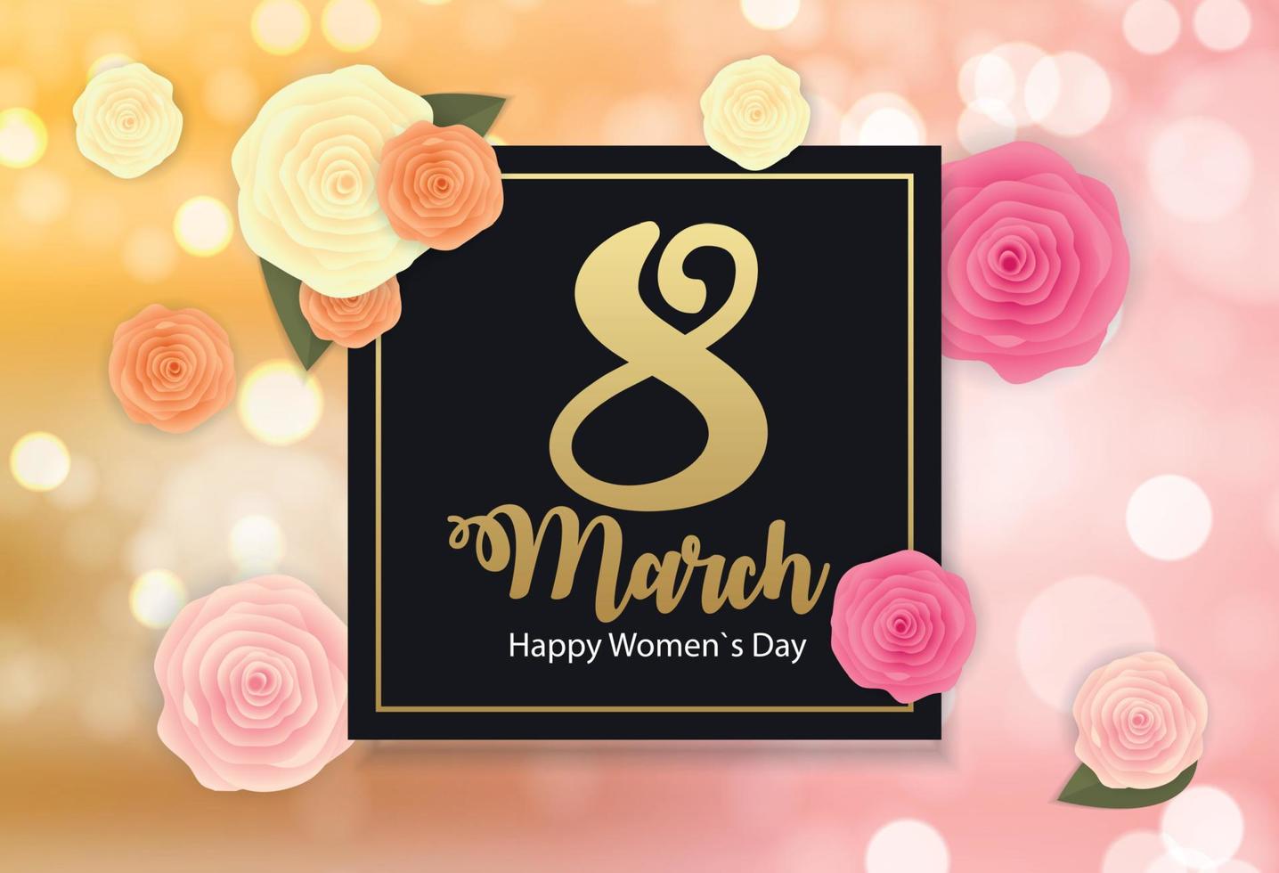 Poster International Happy Women's Day 8 March Floral Greeting card Vector Illustration