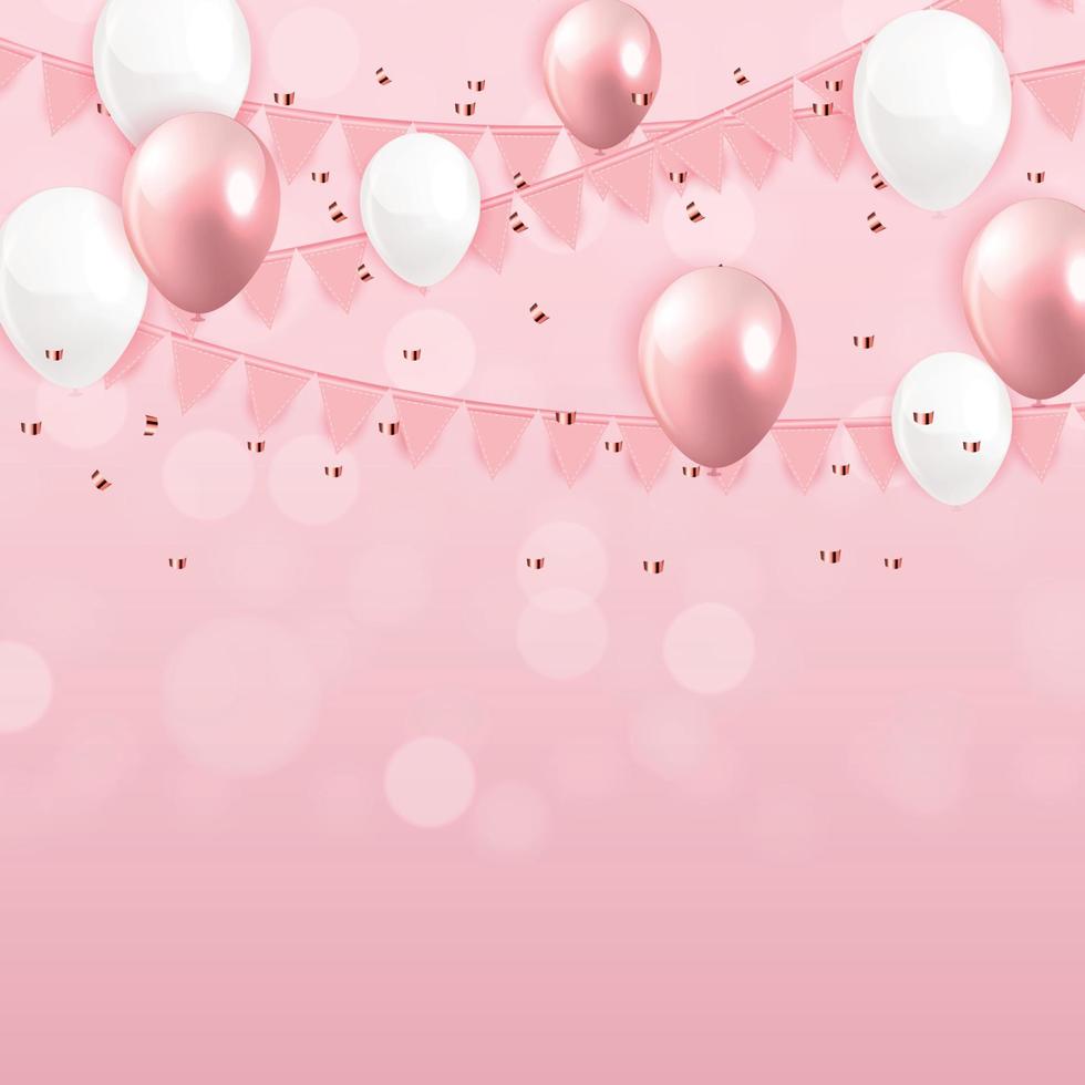 Glossy Happy Birthday Balloons Background Vector Illustration