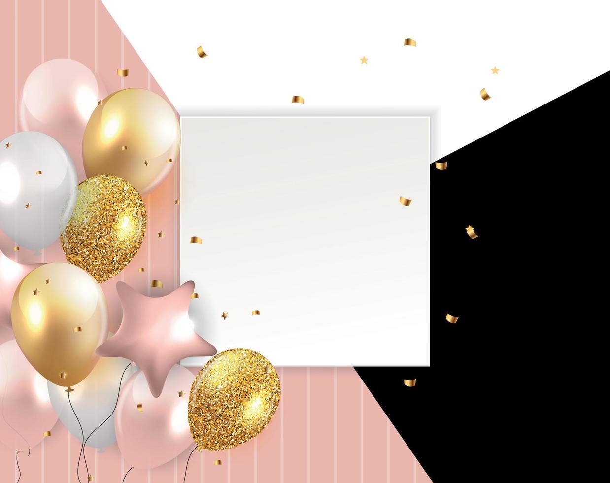 Glossy Happy Birthday Balloons Background Vector Illustration