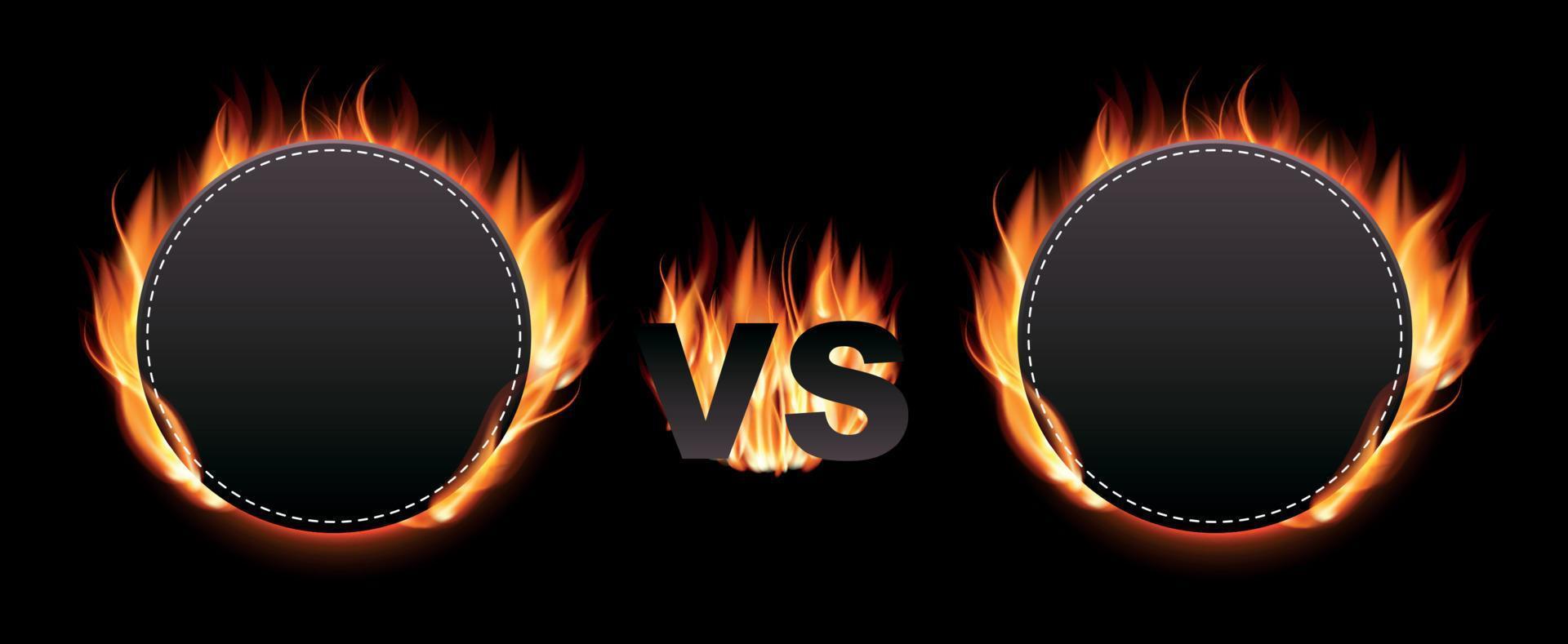 versus pantalla con ilustración de vector de fuego