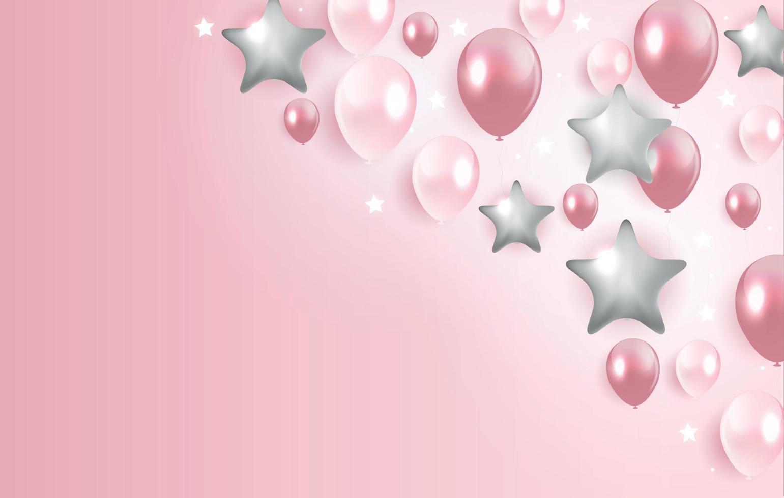 Glossy Happy Birthday Balloons Background Vector Illustration