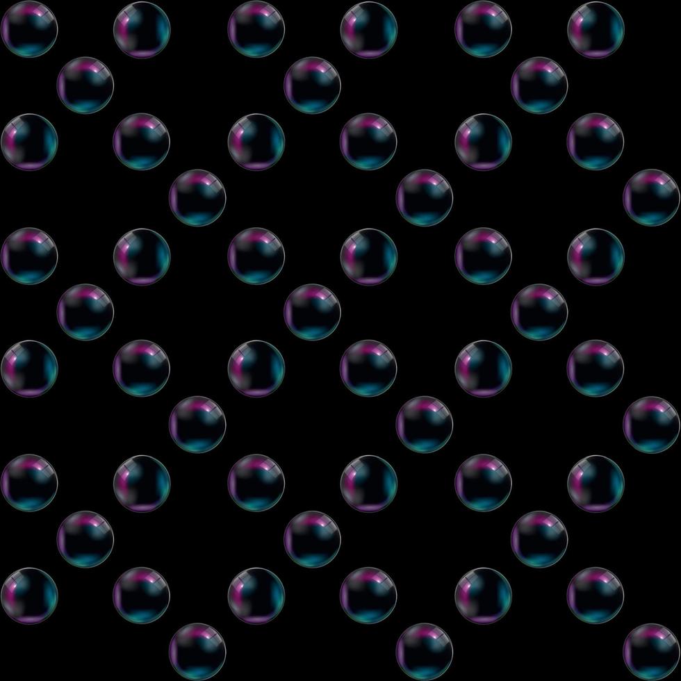 Cea Bubbles on Black Background. Seamless pattern. Vector Illustration