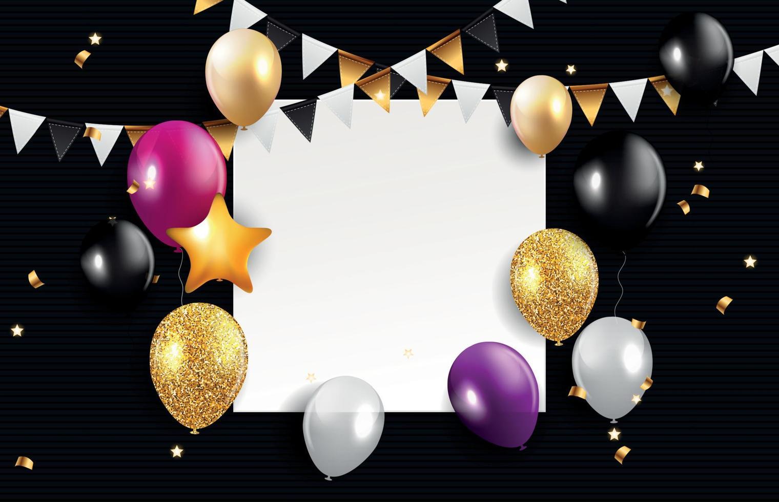 Glossy Happy Birthday Balloons Background Vector Illustration