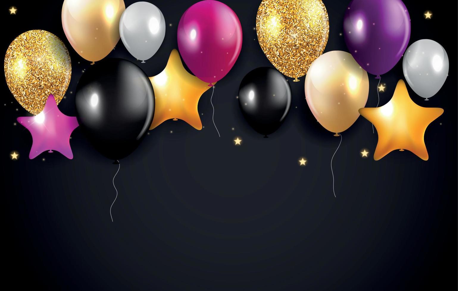 Glossy Happy Birthday Balloons Background Vector Illustration