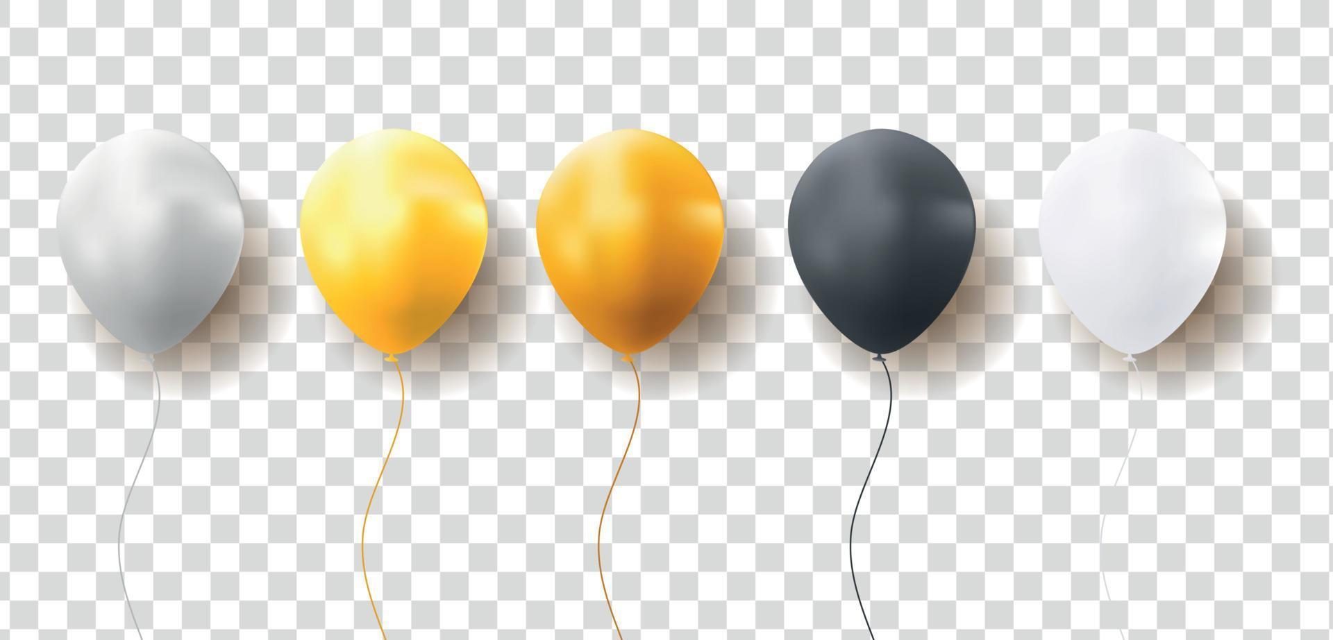 globos brillantes en la ilustración de vector de fondo transparente