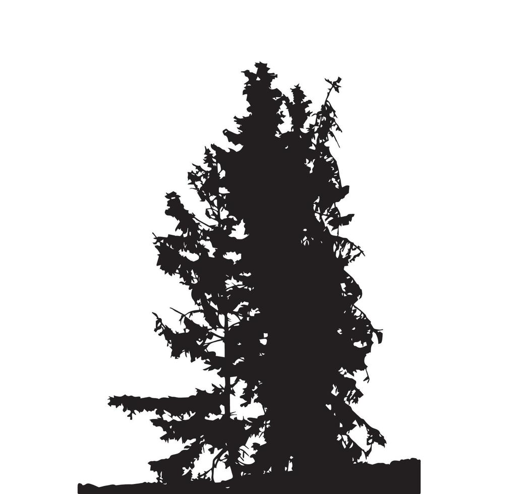 Tree Silhouette Isolated on White Backgorund. Vecrtor Illustration vector