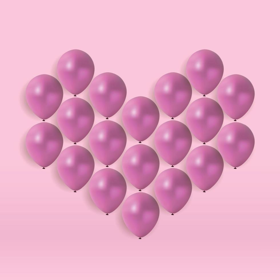 Glossy Heart Balloons Background Vector Illustration