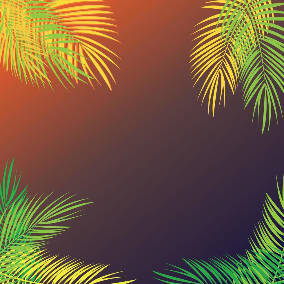 Summer Time Palm Leaf Vector Background Illustration
