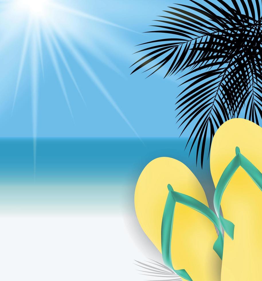 Fondo de horario de verano. Ilustración de vector de playa soleada