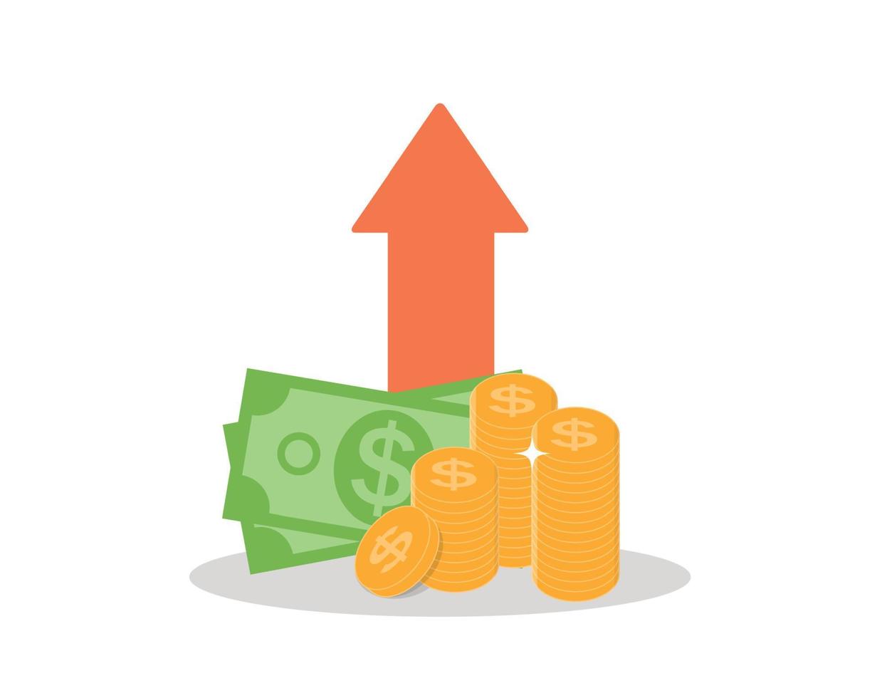 Income increase, financial strategy, Gold Coins Icon Sign Business
