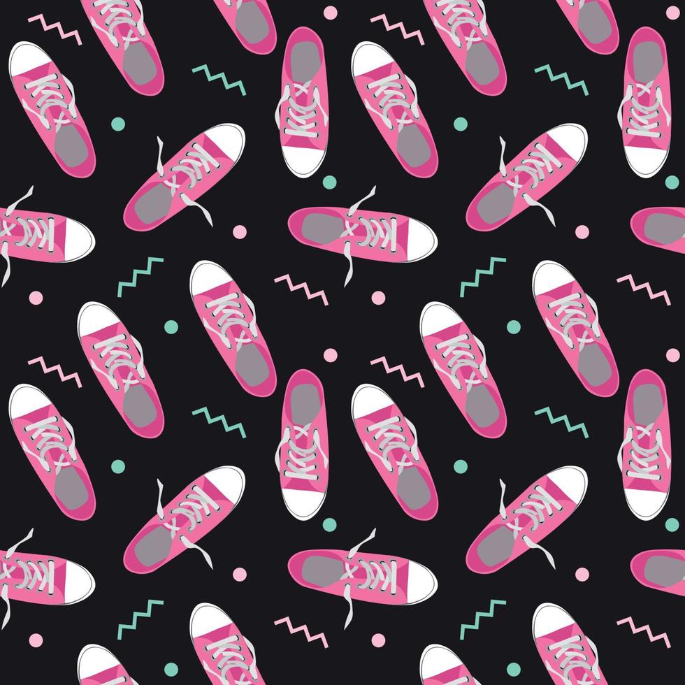 Seamless Pattern with shoes on color background Vector Illustration