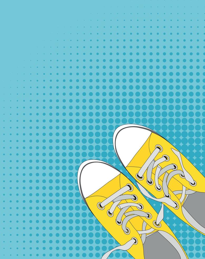 Pair of shoes on color background in Pop Art Style Vector Illustration