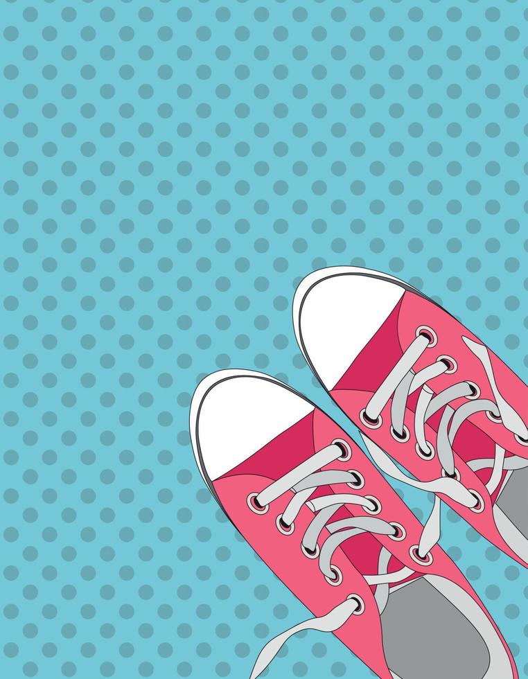 Pair of shoes on color background in Pop Art Style Vector Illustration