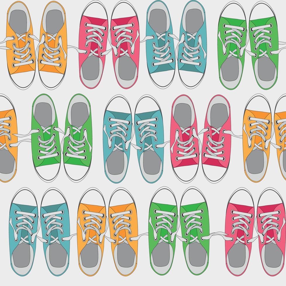 Patrón sin fisuras con zapatos en la ilustración de vector de fondo de color