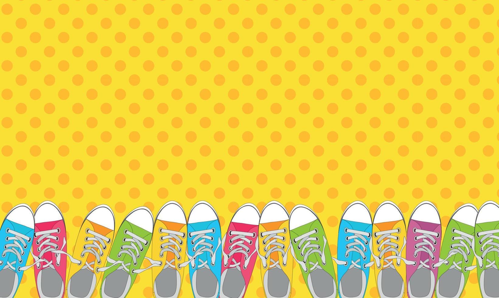 Pair of shoes on color background in Pop Art Style Vector Illustration