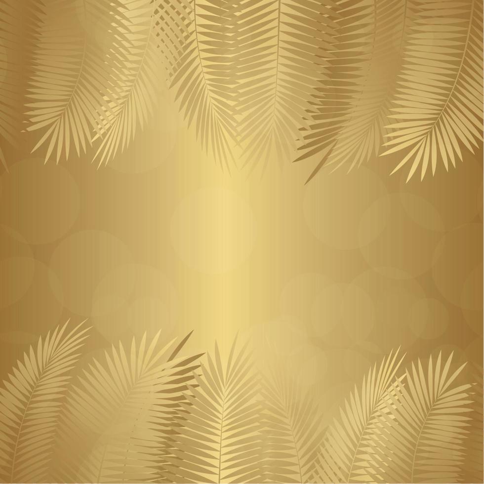 Fondo de vector de hoja de palma de oro. ilustración vectorial