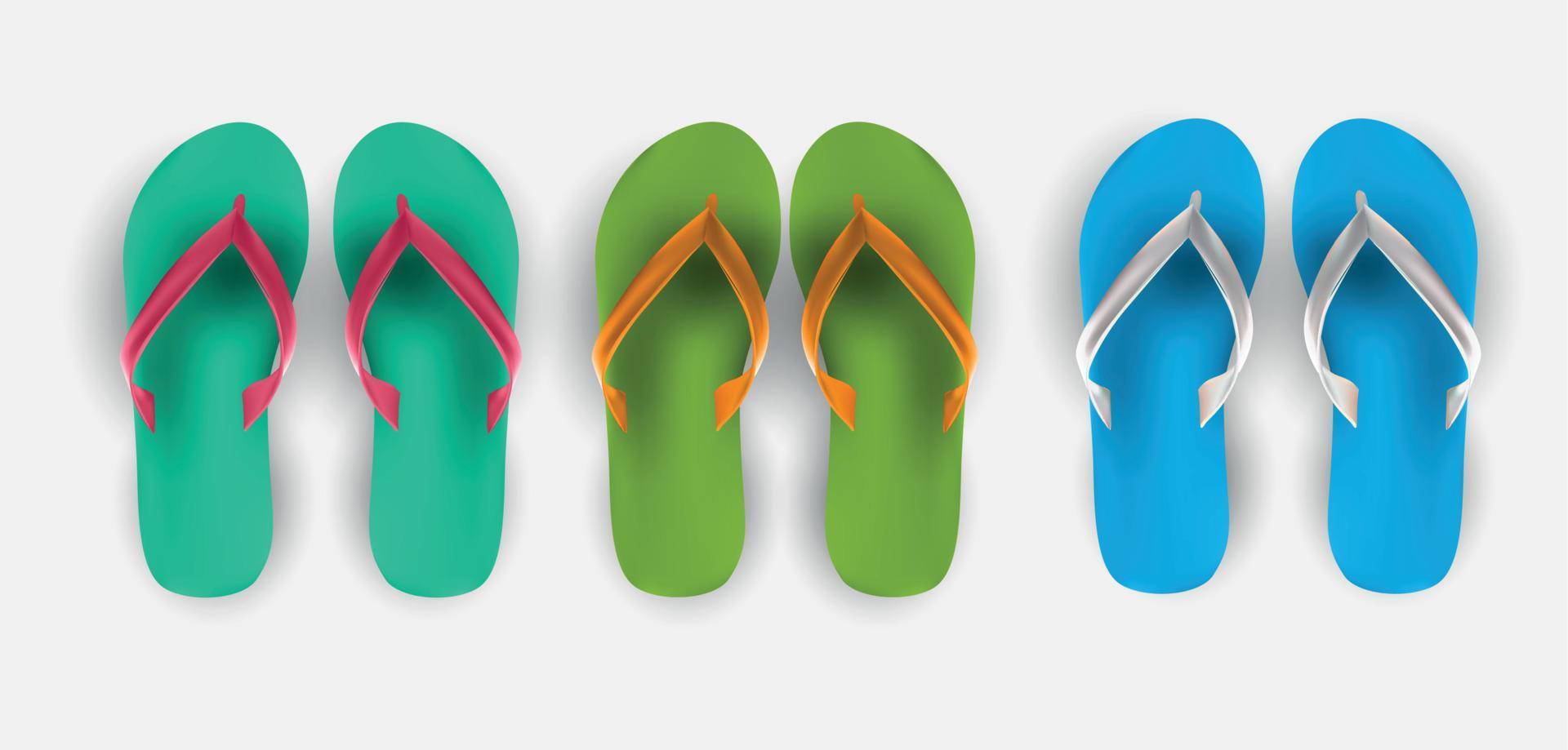 conjunto de colección de chanclas de playa ilustración vectorial vector