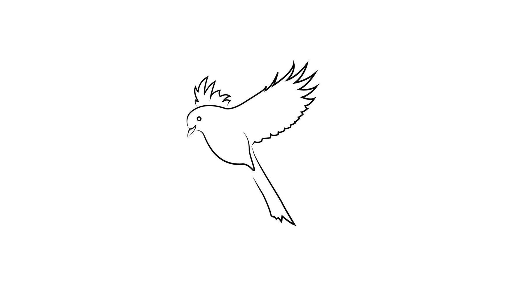 Flying bird line illustration vector