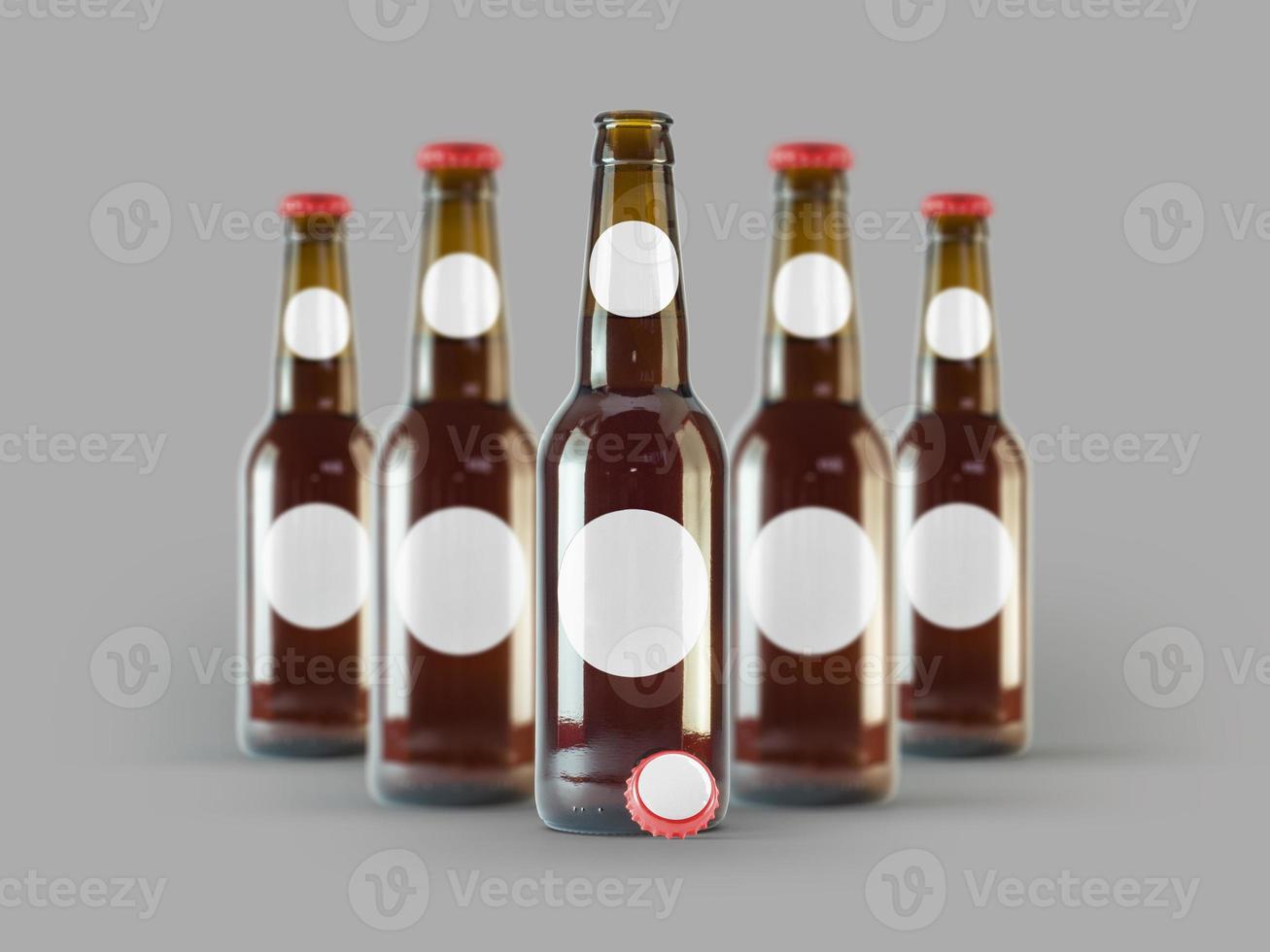 Isolated Beer Bottles Mock-Up - Blank Label , oktoberfest concept. photo