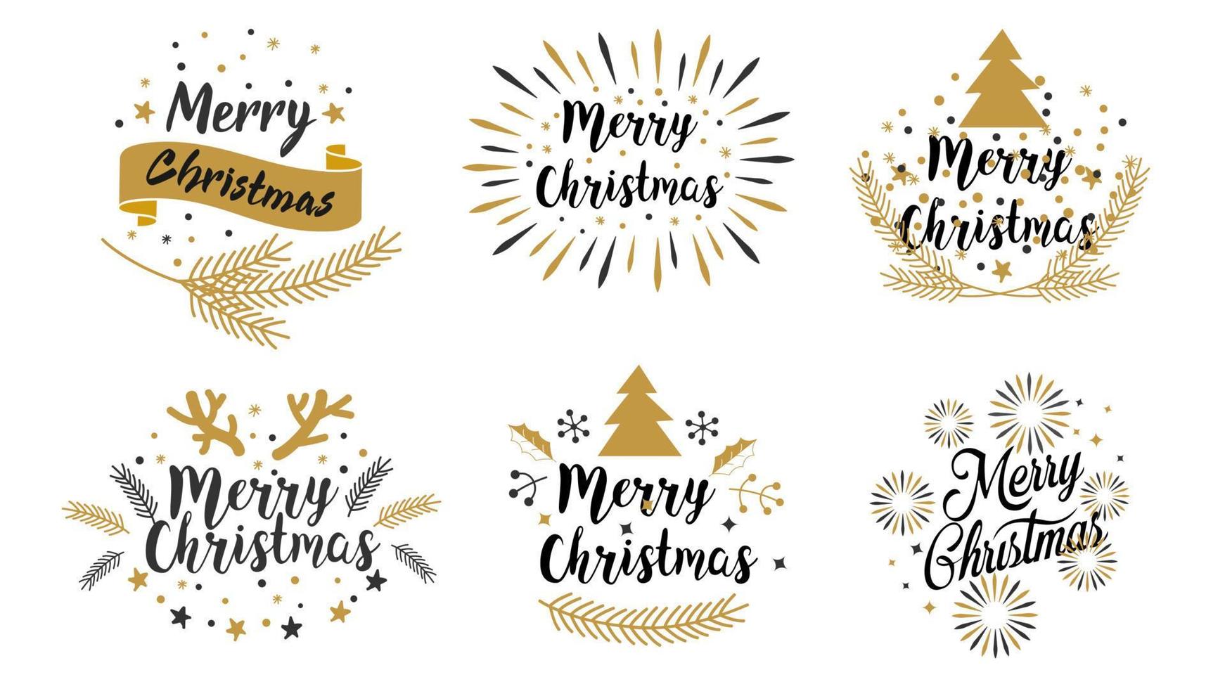 Merry Christmas calligraphic lettering text design vector