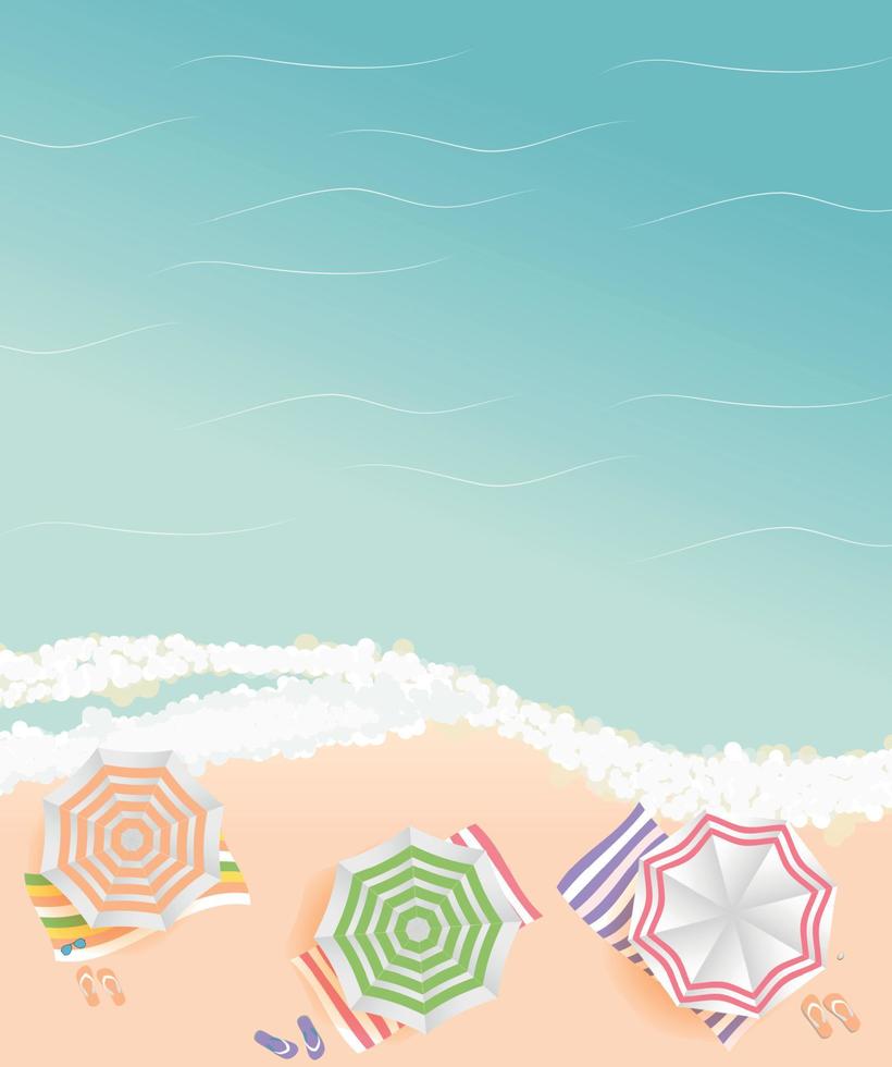 Summer Time Background. Sunny Beach in Flat Design Style Vector Illustration