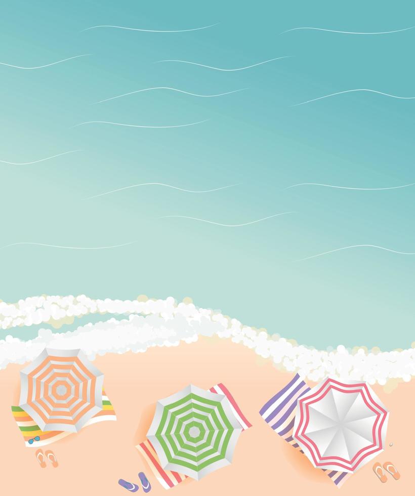 Fondo de horario de verano. Playa soleada en la ilustración de vector de estilo de diseño plano