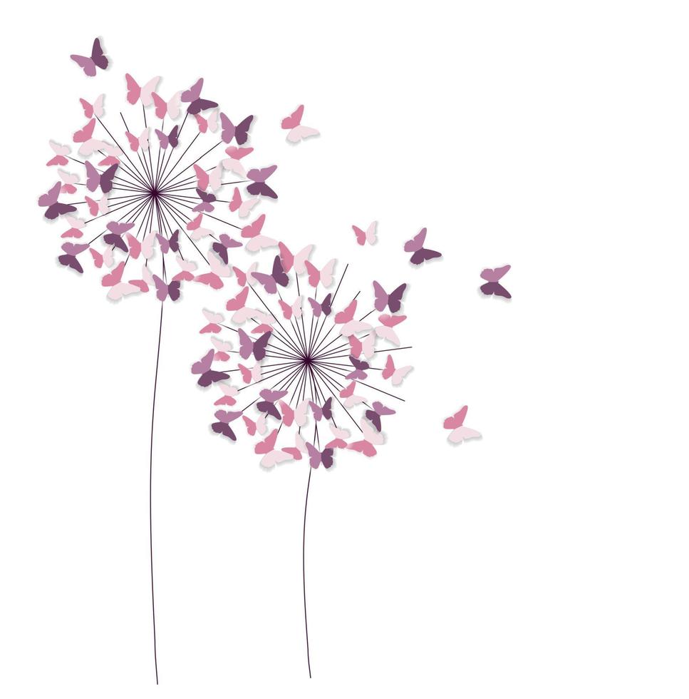 Abstract Paper Cut Out Butterfly Flower Background. Vector Illustration