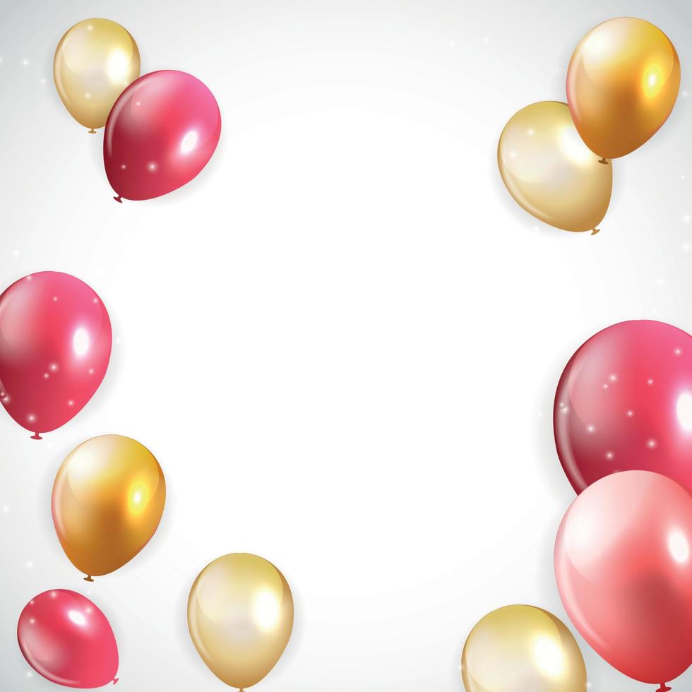 Glossy Happy Birthday Balloons Background Vector Illustration