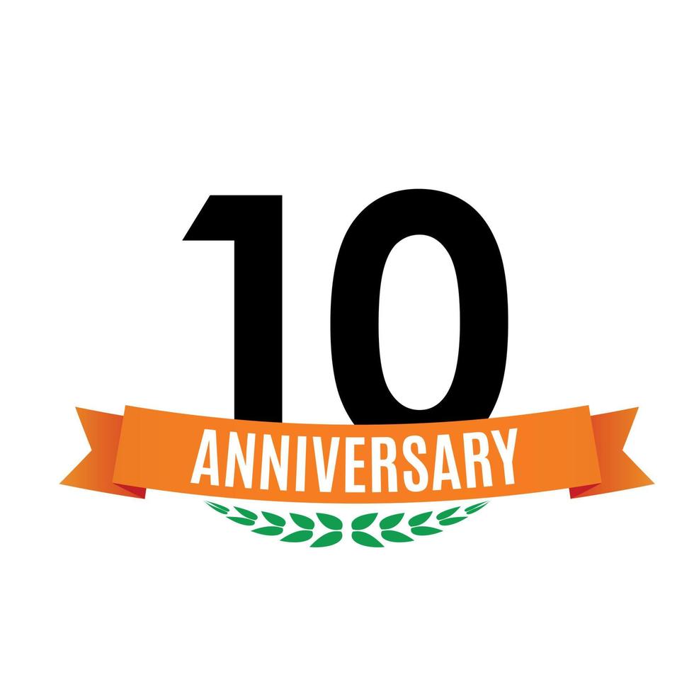 Template 10 Years Anniversary Background with Ribbon Vector Illustration