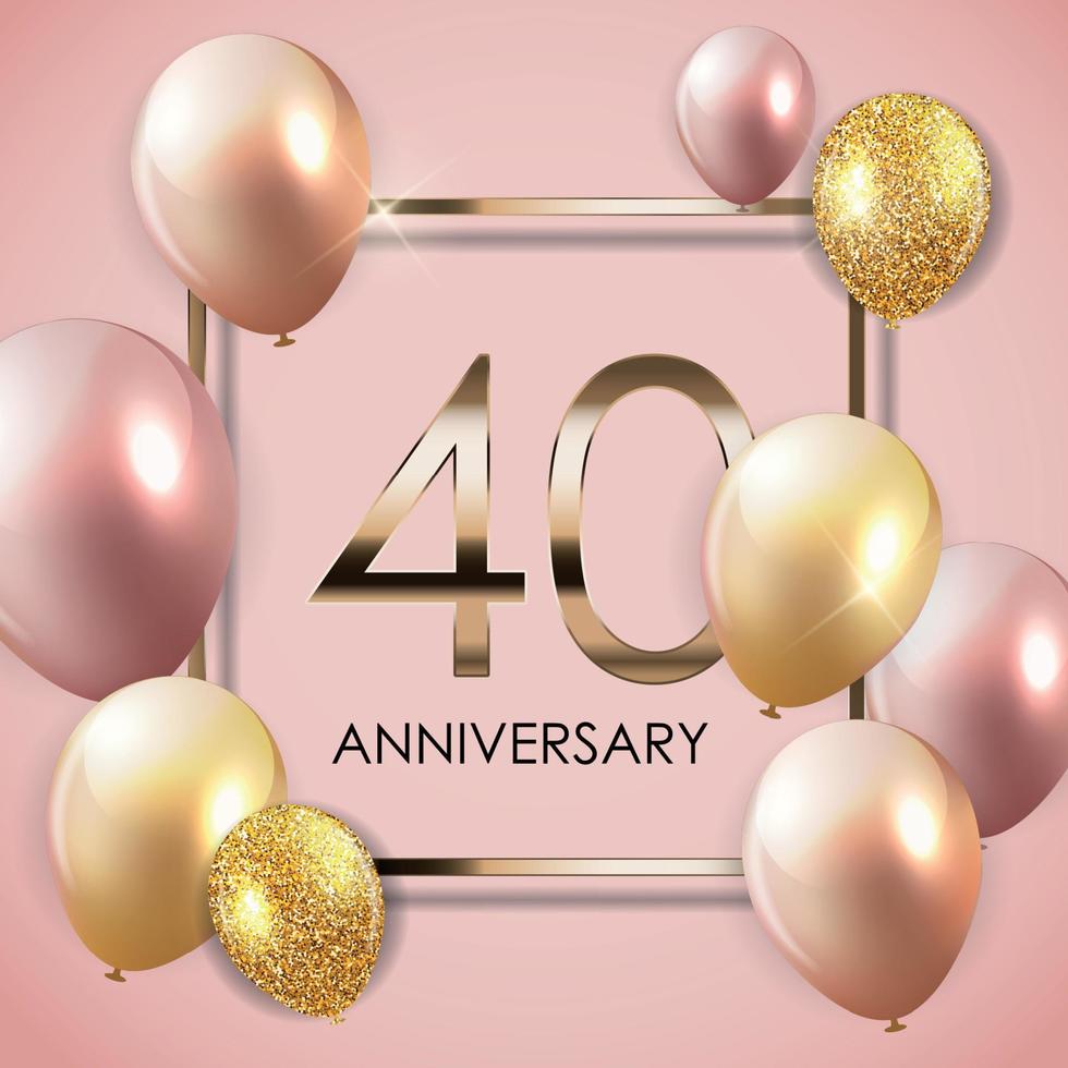 Template 40 Years Anniversary Background with Balloons Vector Illustration