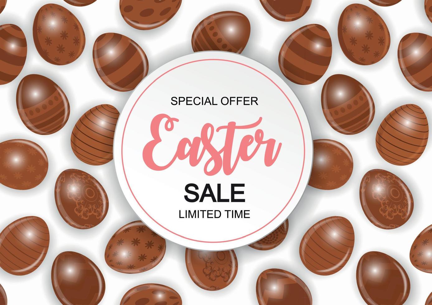 Happy Easter Cute Sale Poster  Background with Eggs. Vector Illustration