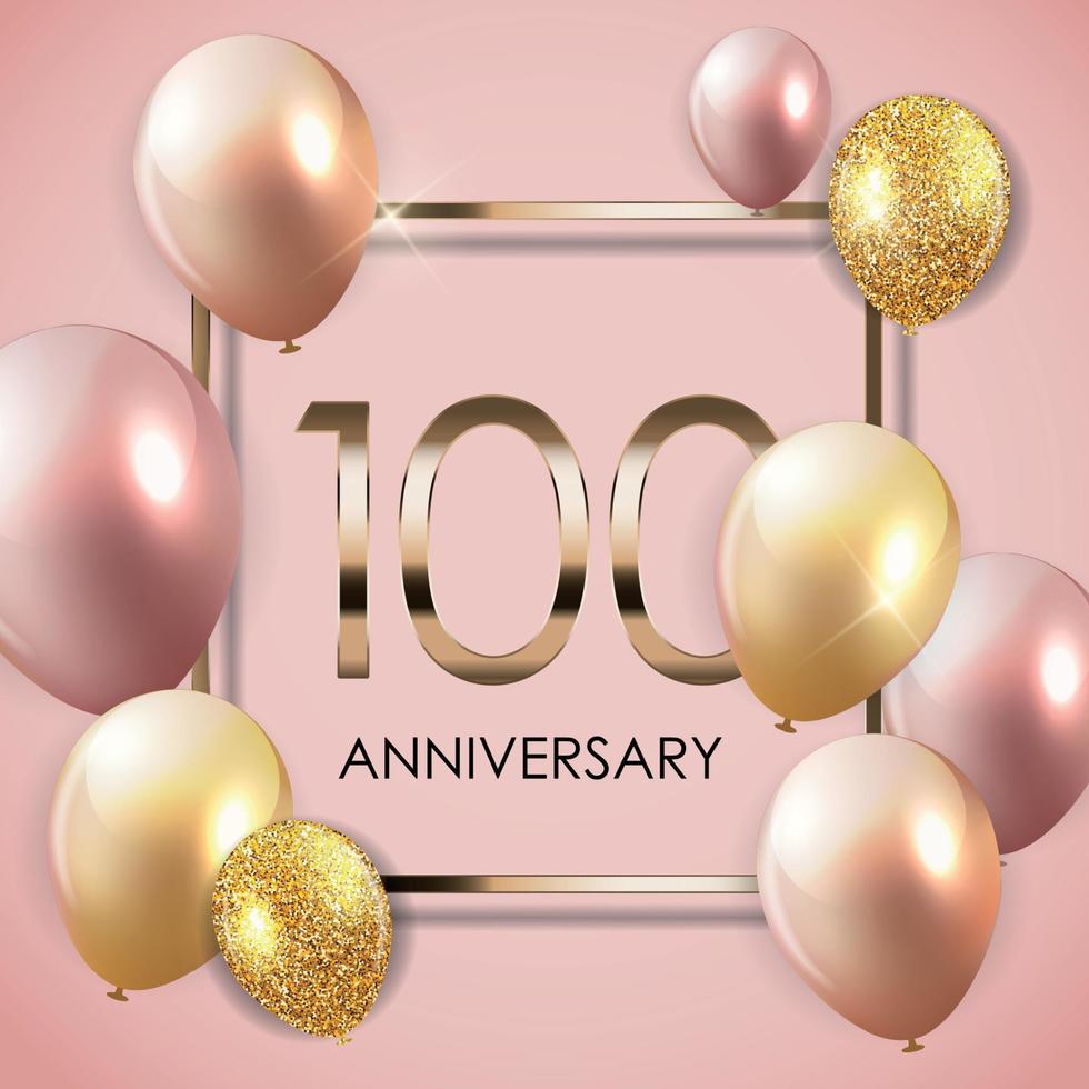 Template 100 Years Anniversary Background with Balloons Vector Illustration