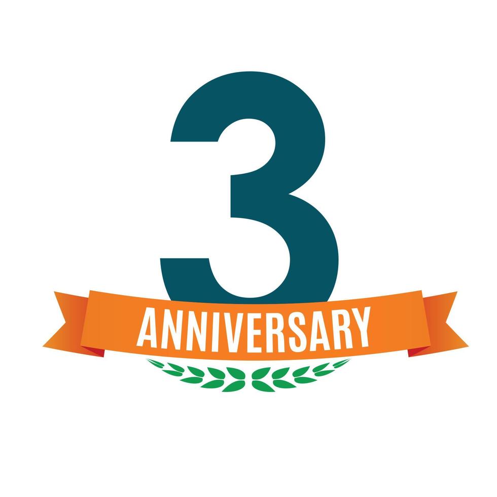 Template 3 Years Anniversary Background with Ribbon Vector Illustration