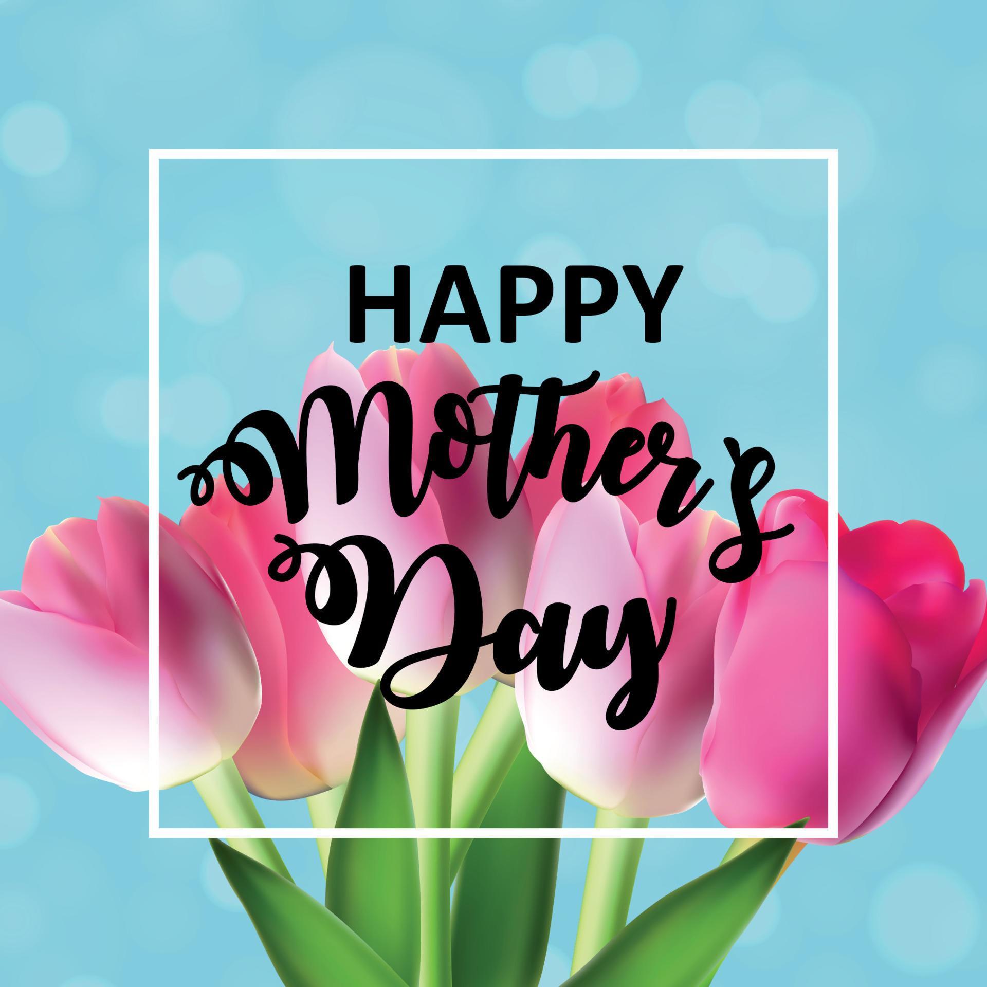 Happy Mother Day Cute Background with Flowers. Vector Illustration ...