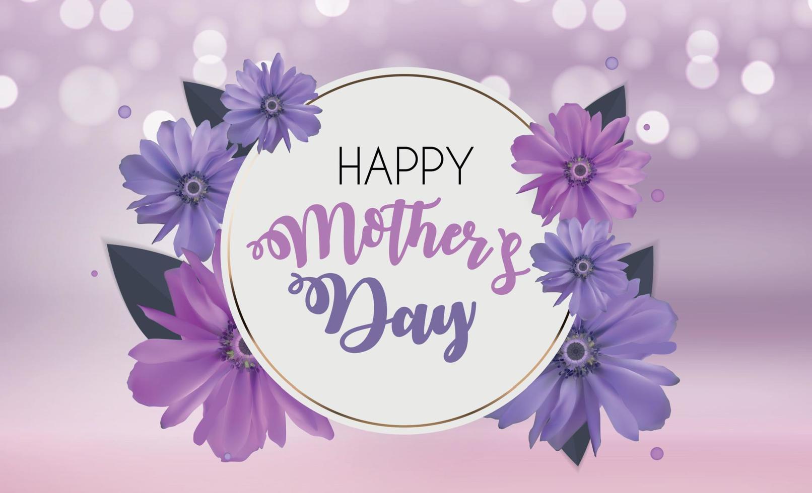 Happy Mother Day Cute Background with Flowers. Vector Illustration