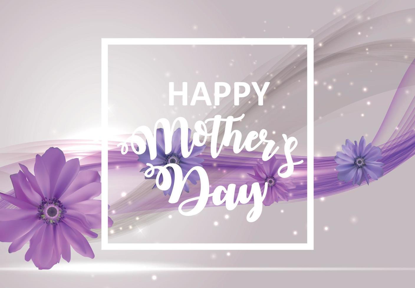 Happy Mother Day Cute Background with Flowers. Vector Illustration