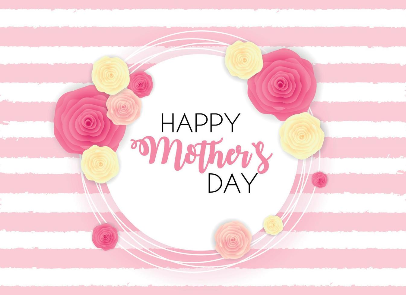 Happy Mother Day Cute Background with Flowers. Vector Illustration