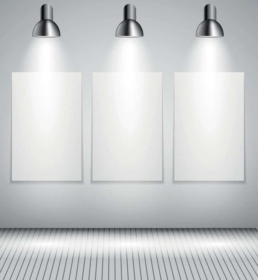 Background with Lighting Lamp and Frame. Empty Space for Your Text or Object vector