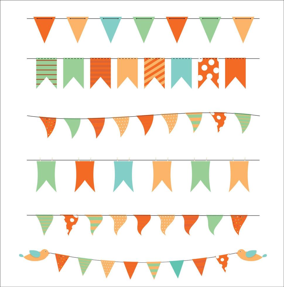 Party Flags Set Vector Illustration