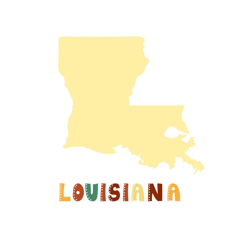 Louisiana map isolated. USA collection. Map of Louisiana - yellow silhouette vector
