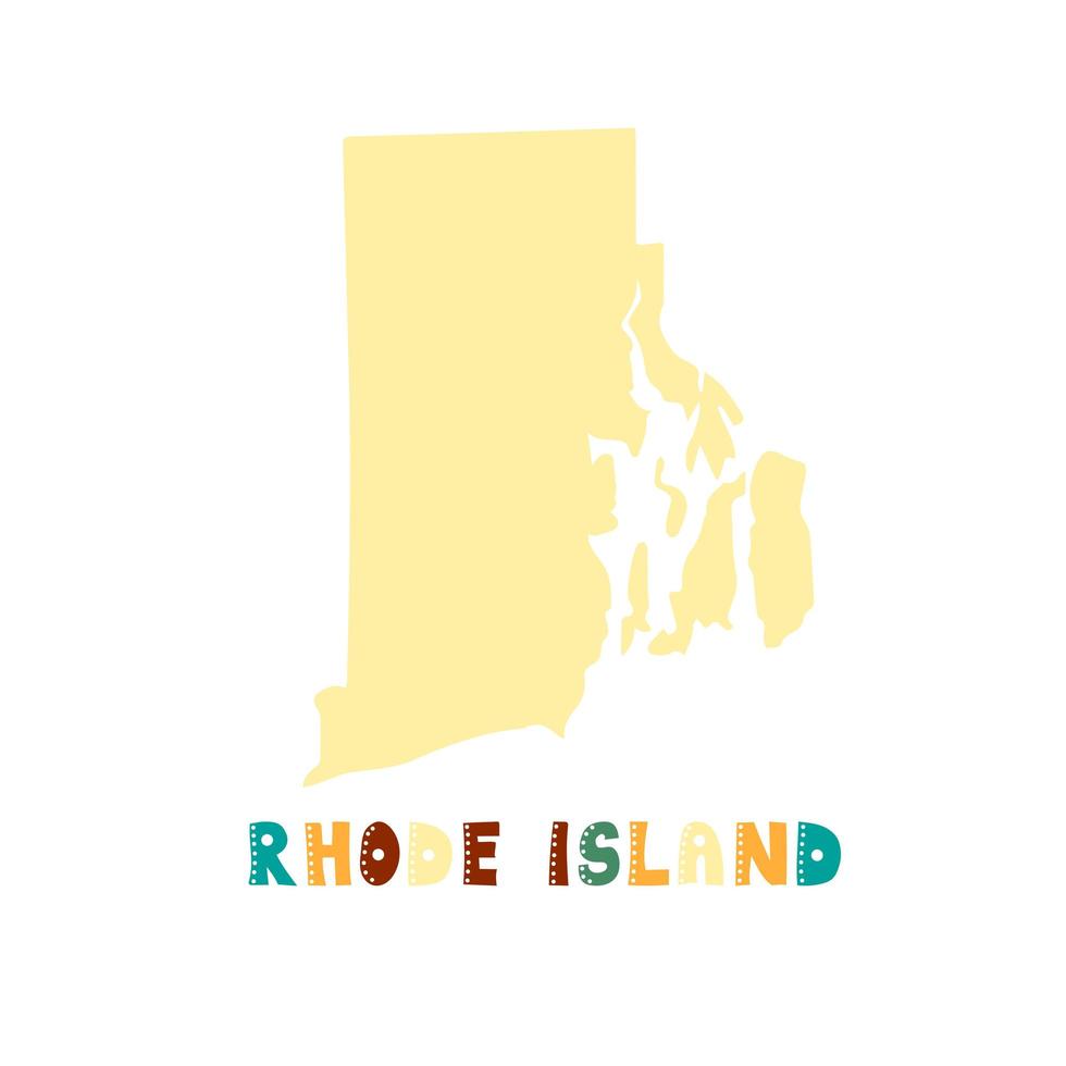 colección usa. Mapa de Rhode Island - silueta amarilla vector