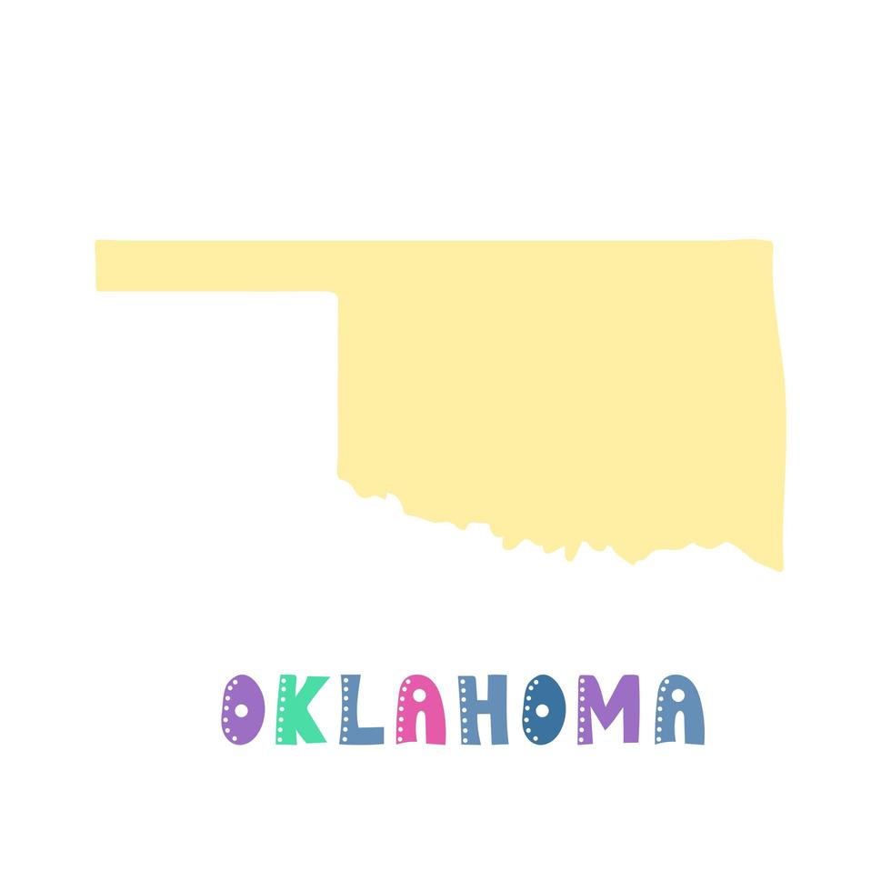 mapa de oklahoma aislado. colección usa. mapa de oklahoma - silueta amarilla vector