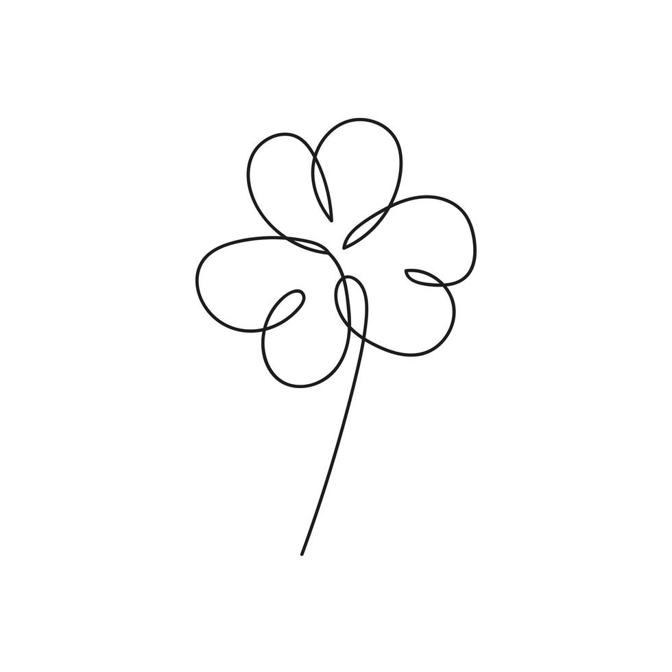 Vector illustration of irish symbol of St Patrick Day. Continuous line drawing