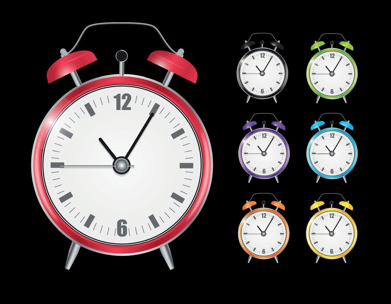 reloj despertador realista reloj conjunto ilustración vectorial vector