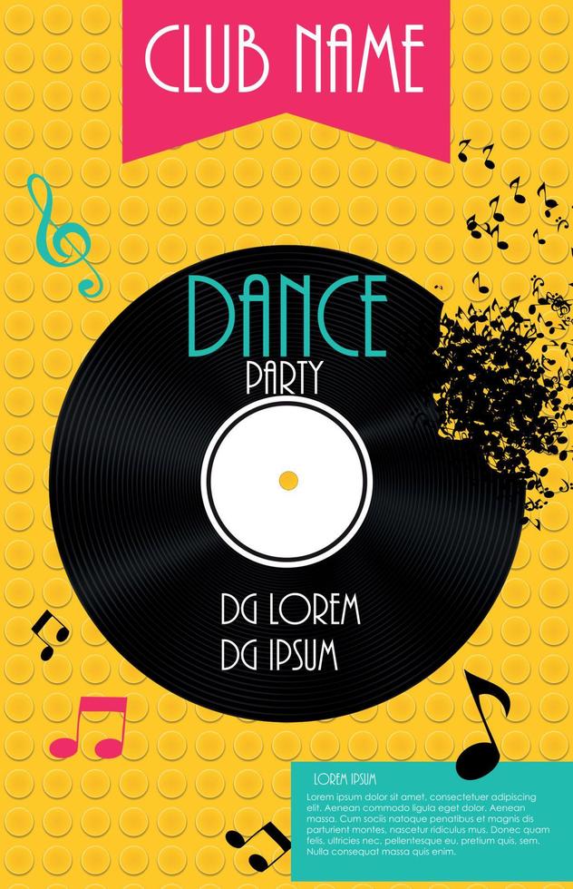 Vertical Dance Party Flyer Background with Place for Your Text. Vector Illustration.