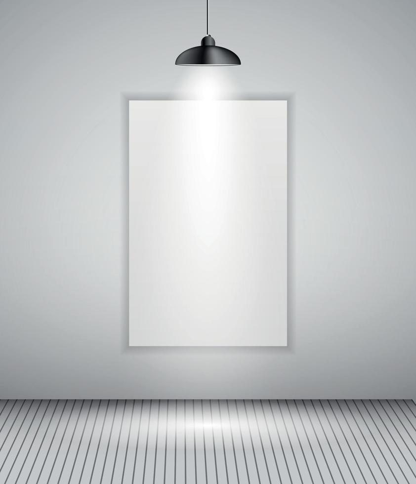 Background with Lighting Lamp and Frame. Empty Space for Your Text or Object vector